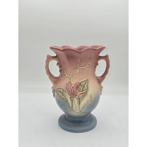 Hull‎ Art Pottery Pastel Vase Art Deco Wild Flowers Doubled Handle 1940s